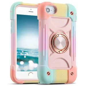 Compatible with iPhone Case with Ring Stand, Heavy-Duty Military Grade Shockproof Phone Cover (Rainbow Pink, iPhone SE 3rd/2nd/iPhone 8/7/6S/6) Compatible with iPhone Case with Ring Stand, Heavy-Duty Military Grade Shockproof Phone Cover (Rainbow Pink, iPhone SE 3rd/2nd/iPhone 8/7/6S/6)