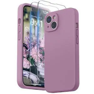 Compatible with iPhone 14 Case with Screen Protector (Camera Protection & Soft Microfiber Lining) Liquid Silicone Phone Case 6.1 inch 2022, Lilac Purple Compatible with iPhone 14 Case with Screen Protector (Camera Protection & Soft Microfiber Lining) Liquid Silicone Phone Case 6.1 inch 2022, Lilac Purple