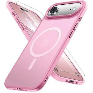Magnetic for iPhone Air Case with Screen Protector(Compatible with MagSafe), Slim Thin Translucent Matte Military-Grade Protected Phone Cover for iPhone 17 Air 6.5", Light Pink Magnetic for iPhone Air Case with Screen Protector(Compatible with MagSafe), Slim Thin Translucent Matte Military-Grade Protected Phone Cover for iPhone 17 Air 6.5", Light Pink