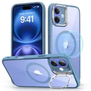 for iPhone 16 Case, Compatible with MagSafe, Military-Grade Protective Case, Built-in Stash Stand Phone Case, Scratch-Resistant Back Cover, Classic Series, Clear Blue for iPhone 16 Case, Compatible with MagSafe, Military-Grade Protective Case, Built-in Stash Stand Phone Case, Scratch-Resistant Back Cover, Classic Series, Clear Blue