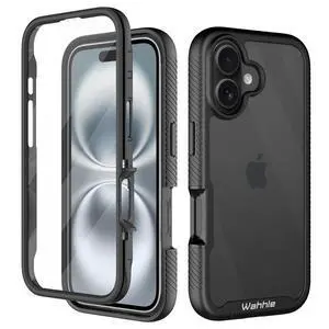 Compatible with iPhone 16 Case, Built in Screen Protector Full Body Shockproof Slim Fit Bumper Protective Phone Cover 6.1'' Men Women-Black/Clear Compatible with iPhone 16 Case, Built in Screen Protector Full Body Shockproof Slim Fit Bumper Protective Phone Cover 6.1'' Men Women-Black/Clear