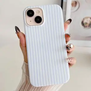 Striped Phone Case for iPhone 13 & iPhone 14 & iPhone 15, Fashion Retro Stripe Pattern Aesthetic Cover, Soft TPU Slim Shockproof Case for Girls Women-Blue Striped Phone Case for iPhone 13 & iPhone 14 & iPhone 15, Fashion Retro Stripe Pattern Aesthetic Cover, Soft TPU Slim Shockproof Case for Girls Women-Blue