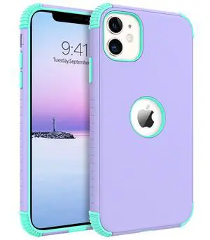 for iPhone 11 Phone Case, Heavy Duty 2 in 1 Full Body Rugged Shockproof Protection Hybrid Hard PC Bumper Drop Protective Girls Women Boy Men, Purple/Mint for iPhone 11 Phone Case, Heavy Duty 2 in 1 Full Body Rugged Shockproof Protection Hybrid Hard PC Bumper Drop Protective Girls Women Boy Men, Purple/Mint