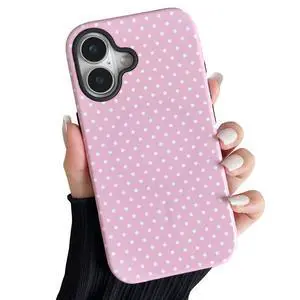 Magnetic Case for iPhone 16, Polka Dot Phone Case Cute for Girl Women, Compatible with Magsafe, Hard PC+Soft TPU Protective Phone Cover for iPhone 16-Pink Magnetic Case for iPhone 16, Polka Dot Phone Case Cute for Girl Women, Compatible with Magsafe, Hard PC+Soft TPU Protective Phone Cover for iPhone 16-Pink