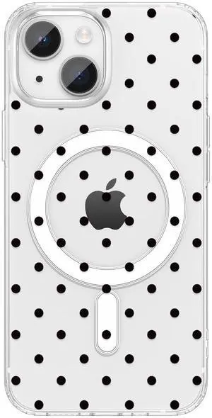 Magnetic for iPhone 13/14 Case,Cute Polka Dot Phone Case Aesthetic Striped Clear Trendy Slim Soft Shockproof Protective Phone Cover for Women Girls, Black Dot Magnetic for iPhone 13/14 Case,Cute Polka Dot Phone Case Aesthetic Striped Clear Trendy Slim Soft Shockproof Protective Phone Cover for Women Girls, Black Dot