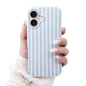 Compatible with iPhone 16 Case,Cute Aesthetic Striped Pattern Cover for Women Girls,Soft TPU Shockproof Protective Stylish Kawaii Case for iPhone 16 6.1",Blue Compatible with iPhone 16 Case,Cute Aesthetic Striped Pattern Cover for Women Girls,Soft TPU Shockproof Protective Stylish Kawaii Case for iPhone 16 6.1",Blue