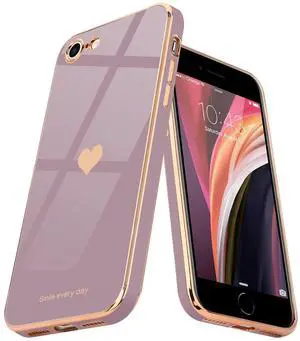 for iPhone SE 2020/2022 Case, for iPhone 7 Case, for iPhone 8 Phone Case for Women Girl Cute Love-Heart Luxury Bling Soft Cover Camera Protection Bumper Silicone Shockproof Case, Lavender for iPhone SE 2020/2022 Case, for iPhone 7 Case, for iPhone 8 Phone Case for Women Girl Cute Love-Heart Luxury Bling Soft Cover Camera Protection Bumper Silicone Shockproof Case, Lavender