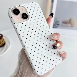 Polka Dot Phone Case for iPhone 13 & iPhone 14 & iPhone 15, Cute Fashion Polka Dot Aesthetics Design Simple Case, Soft TPU Slim Shockproof Cover for Girls Women-White Polka Dot Phone Case for iPhone 13 & iPhone 14 & iPhone 15, Cute Fashion Polka Dot Aesthetics Design Simple Case, Soft TPU Slim Shockproof Cover for Girls Women-White