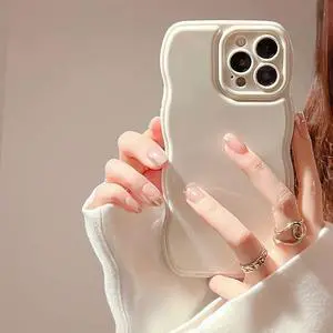 Phone Case for iPhone 14 Pro Case,Simple Wave Design Wavy Frame Soft Silicone Aesthetic for iPhone 14 Pro,Beige Phone Case for iPhone 14 Pro Case,Simple Wave Design Wavy Frame Soft Silicone Aesthetic for iPhone 14 Pro,Beige