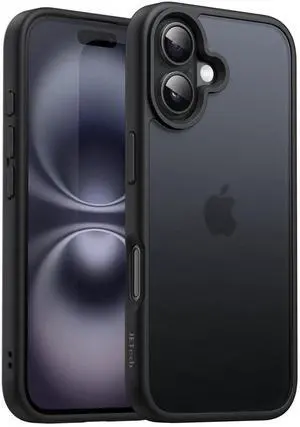 Matte Case for iPhone 16 6.1-Inch, Shockproof Military Grade Drop Protection, Frosted Translucent Back Phone Cover, Anti-Fingerprint (Black) Matte Case for iPhone 16 6.1-Inch, Shockproof Military Grade Drop Protection, Frosted Translucent Back Phone Cover, Anti-Fingerprint (Black)