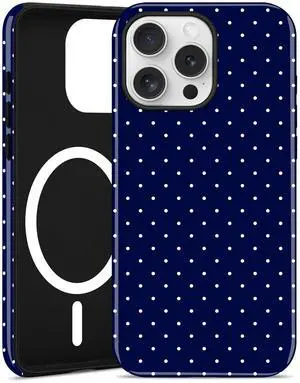 Compatible with MagSafe Polka Dot Phone Case for iPhone 16, Cute Navy Blue Polka Dots Aesthetic Soft TPU and Hard PC Shockproof Protective Phone Cover for Women Girls-Shiny Compatible with MagSafe Polka Dot Phone Case for iPhone 16, Cute Navy Blue Polka Dots Aesthetic Soft TPU and Hard PC Shockproof Protective Phone Cover for Women Girls-Shiny