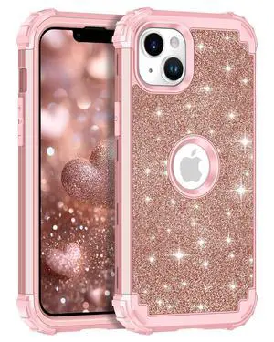 for iPhone 13/14 Case Glitter Sparkly Bling 3 in 1 Shockproof Heavy Duty Hybrid Sturdy High Impact Protective Cover Case for Apple iPhone 13/14 6.1 inch,Rose Gold for iPhone 13/14 Case Glitter Sparkly Bling 3 in 1 Shockproof Heavy Duty Hybrid Sturdy High Impact Protective Cover Case for Apple iPhone 13/14 6.1 inch,Rose Gold