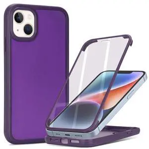 for iPhone 14 Case with Built-in Screen Protector & Full Body Protective,for Apple iPhone 13 Phone Cases for Men Women Girl-Dark Purple for iPhone 14 Case with Built-in Screen Protector & Full Body Protective,for Apple iPhone 13 Phone Cases for Men Women Girl-Dark Purple