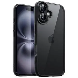 Case for iPhone 16 6.1-Inch, Shockproof Phone Bumper Cover, Solid Color Matte TPU Frame, Anti-Scratch Clear Back (Black) Case for iPhone 16 6.1-Inch, Shockproof Phone Bumper Cover, Solid Color Matte TPU Frame, Anti-Scratch Clear Back (Black)