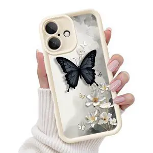 for iPhone 16 Case, Creative Butterfly Pattern Design for Girl Women, Soft Silicone Shockproof Anti-Scratch Protection Phone Cover for iPhone 16 (3D Black Butterfly) for iPhone 16 Case, Creative Butterfly Pattern Design for Girl Women, Soft Silicone Shockproof Anti-Scratch Protection Phone Cover for iPhone 16 (3D Black Butterfly)