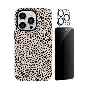 Leopard Design for iPhone 13 Case for Women,with Privacy Screen Protector and Camera Cover,Cheetah Print Phone Case for iPhone 13 Leopard Design for iPhone 13 Case for Women,with Privacy Screen Protector and Camera Cover,Cheetah Print Phone Case for iPhone 13