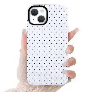 Compatible for iPhone 13/14 Case Cute Aesthetics Polka Dot with Bright Design for Girls Women Soft TPU+PC Shockproof More Protective Girly for iPhone 13/14 Case-White Compatible for iPhone 13/14 Case Cute Aesthetics Polka Dot with Bright Design for Girls Women Soft TPU+PC Shockproof More Protective Girly for iPhone 13/14 Case-White