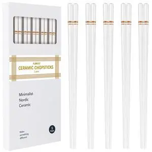 Ceramic Chopsticks 5 Pairs,Reusable Chopstick Dishwasher Safe,High-grade Bone Porcelain Chopsticks,Non-Slip Chop Sticks,Chopstick Set with Delicate Box (9.75 Inch,Golden Lines) Ceramic Chopsticks 5 Pairs,Reusable Chopstick Dishwasher Safe,High-grade Bone Porcelain Chopsticks,Non-Slip Chop Sticks,Chopstick Set with Delicate Box (9.75 Inch,Golden Lines)
