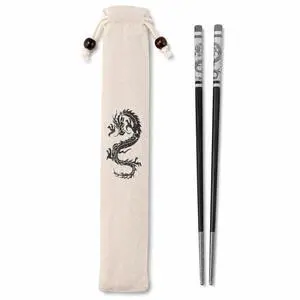 Dragon Chopsticks Stainless Steel with Pouch Anti Skid Tableware Dragon Chopsticks Stainless Steel with Pouch Anti Skid Tableware