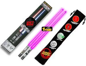 LIGHTSABER TICKS LIGHT UP STAR WARS LED Glowing Light Saber Chop Sticks REUSABLE Sushi Lightup Removable Handle Dishwasher Safe - Premium GIFT BOX & CARRY CASE Included - PINK 1 Pair LIGHTSABER TICKS LIGHT UP STAR WARS LED Glowing Light Saber Chop Sticks REUSABLE Sushi Lightup Removable Handle Dishwasher Safe - Premium GIFT BOX & CARRY CASE Included - PINK 1 Pair