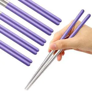 Stainless Steel Chopsticks Reusable Multicolor Lightweight 304 Metal Chopsticks Dishwasher Safe - 5 Pairs (Purple) Stainless Steel Chopsticks Reusable Multicolor Lightweight 304 Metal Chopsticks Dishwasher Safe - 5 Pairs (Purple)