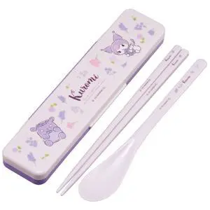 Kuromi Utensil Set - Includes Reusable Chopstick and Spoon and Carrying Case - Authentic Japanese Design - Durable, Dishwasher Safe - Floral Wreath, Purple Kuromi Utensil Set - Includes Reusable Chopstick and Spoon and Carrying Case - Authentic Japanese Design - Durable, Dishwasher Safe - Floral Wreath, Purple