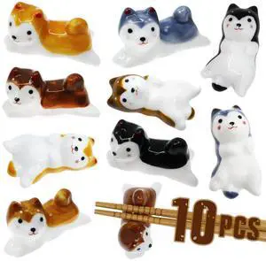 10 Pcs Cute Lucky Cat Chopsticks Holder Japanese Style Ceramic Cat Chopstick Rest Set Dinner Spoon Stand Knife Fork Holder (Dog) 10 Pcs Cute Lucky Cat Chopsticks Holder Japanese Style Ceramic Cat Chopstick Rest Set Dinner Spoon Stand Knife Fork Holder (Dog)