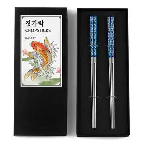 Carp Reusable Chopsticks Square Metal Stainless Steel 316 18/10 Non-Slip Dishwasher Safe Designed In Korea Japanese Style (Blue - 2 Pairs) Carp Reusable Chopsticks Square Metal Stainless Steel 316 18/10 Non-Slip Dishwasher Safe Designed In Korea Japanese Style (Blue - 2 Pairs)