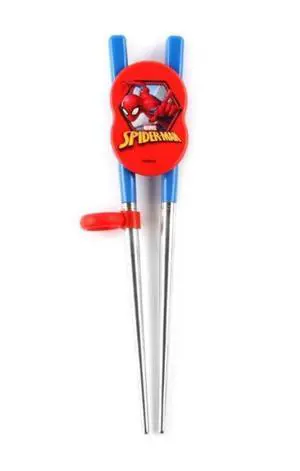 Super Hero Spider Stainless Steel Training Chopsticks, Finger Ring Can Be Moved for Right or Left Handed, Made in Korea (A), 6.7in Super Hero Spider Stainless Steel Training Chopsticks, Finger Ring Can Be Moved for Right or Left Handed, Made in Korea (A), 6.7in