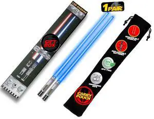 LIGHTSABER CHOPSTICKS LIGHT UP STAR WARS LED Glowing Light Saber Chop Sticks REUSABLE Sushi Lightup Sabers - Removable Handle Dishwasher Safe - Premium GIFT BOX & CARRY CASE Included - BLUE 1 PAIR LIGHTSABER CHOPSTICKS LIGHT UP STAR WARS LED Glowing Light Saber Chop Sticks REUSABLE Sushi Lightup Sabers - Removable Handle Dishwasher Safe - Premium GIFT BOX & CARRY CASE Included - BLUE 1 PAIR