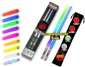 LIGHTSABER CHOPSTICKS LIGHT UP STAR WARS LED Glowing Light Saber Chop Sticks REUSABLE Sushi Lightup Removable Handle Dishwasher Safe 8 Color Modes 1 Pair LIGHTSABER CHOPSTICKS LIGHT UP STAR WARS LED Glowing Light Saber Chop Sticks REUSABLE Sushi Lightup Removable Handle Dishwasher Safe 8 Color Modes 1 Pair