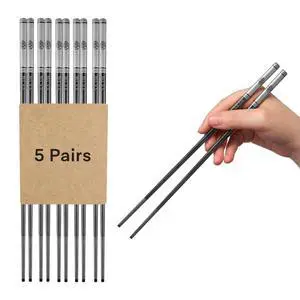 Stainless Steel sticks Set of 5 Pairs, Dishwasher Safe, Non-Slip Design, Rust-Resistant, Durable Chopsticks for Everyday Family Use Stainless Steel sticks Set of 5 Pairs, Dishwasher Safe, Non-Slip Design, Rust-Resistant, Durable Chopsticks for Everyday Family Use