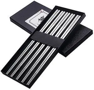 Metal Chopsticks Reusable Titanium Plated Stainless Steel Japanese Korean for Food & Cooking 9.5Inch Non-Slip for Beginners Square Laser 5 Pairs Gift Set Metal Chopsticks Reusable Titanium Plated Stainless Steel Japanese Korean for Food & Cooking 9.5Inch Non-Slip for Beginners Square Laser 5 Pairs Gift Set