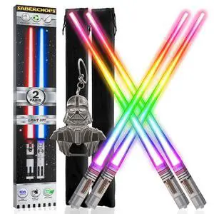 Lightsaber Chopsticks Light Up STAR WAR LED Reusable 9 Colors 2 PAIRS FREE D Vader Metal Keychain Bottle Opener Lightsaber Chopsticks Light Up STAR WAR LED Reusable 9 Colors 2 PAIRS FREE D Vader Metal Keychain Bottle Opener