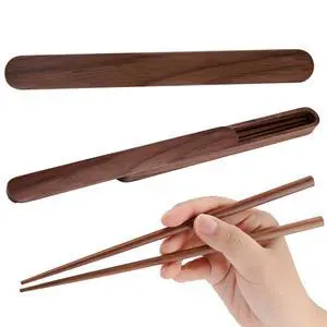 Walnut Chopsticks Reusable, Wooden Chopsticks with Storage Case, Portable Classic Chinese Japanese Wood Chopstick, Dinnerware for Travel Dinner Walnut Chopsticks Reusable, Wooden Chopsticks with Storage Case, Portable Classic Chinese Japanese Wood Chopstick, Dinnerware for Travel Dinner