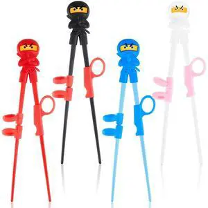 4 Pairs Ninja Training Chopsticks for Kids Adults Beginners Cute Tableware Reusable Japanese Training Learning Chopsticks Helper with Attachable for Right or Left Handed Trainer, 7 Inch 4 Pairs Ninja Training Chopsticks for Kids Adults Beginners Cute Tableware Reusable Japanese Training Learning Chopsticks Helper with Attachable for Right or Left Handed Trainer, 7 Inch