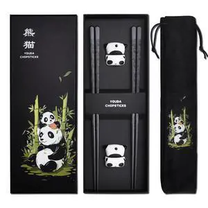 Metal Chopsticks Reusable Fiberglass Chop sticks with Holder Chinese Japanese Gift Set Chopsticks Set Dishwasher Safe Alloy Chop sticks + Ceramic Cute Panda Chopstick Rest (2 Pairs - Panda) Metal Chopsticks Reusable Fiberglass Chop sticks with Holder Chinese Japanese Gift Set Chopsticks Set Dishwasher Safe Alloy Chop sticks + Ceramic Cute Panda Chopstick Rest (2 Pairs - Panda)