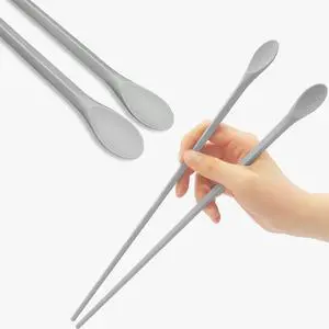 Reusable Long Silicone Cooking Chopsticks with Spoon 12 Inches 1 Pair, Dishwasher Safe, BPA-free Non-Slip, Non-Scratch, Korea Japanese Kitchen Utensils (Pastel Grey, 1Pair ) Reusable Long Silicone Cooking Chopsticks with Spoon 12 Inches 1 Pair, Dishwasher Safe, BPA-free Non-Slip, Non-Scratch, Korea Japanese Kitchen Utensils (Pastel Grey, 1Pair )