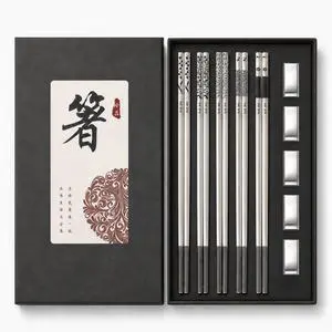 Metal Cooking Chopsticks Set Reusable - Laser Engraving Process, Chop Sticks 5 Pairs With Holder, Non-Slip Japanese & Korean Style Dishwasher Safe For Beginner Chopsticks Elegant Gift Metal Cooking Chopsticks Set Reusable - Laser Engraving Process, Chop Sticks 5 Pairs With Holder, Non-Slip Japanese & Korean Style Dishwasher Safe For Beginner Chopsticks Elegant Gift