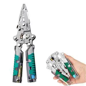 18-in-1 Folding Wire Stripper Pliers Multifunctional Tool with Voltage Detector, Crimper & Stylus Screwdriver for Cutting, Stripping & Pulling Wires 18-in-1 Folding Wire Stripper Pliers Multifunctional Tool with Voltage Detector, Crimper & Stylus Screwdriver for Cutting, Stripping & Pulling Wires