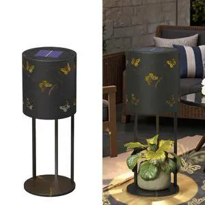 Solar Garden Plant Lights: Outdoor Waterproof Decorative Lamp with Flower Stand, Solar-Powered Yard Patio Outside Floor Decoration Lantern with Butterfly Pattern for Festival Decor Solar Garden Plant Lights: Outdoor Waterproof Decorative Lamp with Flower Stand, Solar-Powered Yard Patio Outside Floor Decoration Lantern with Butterfly Pattern for Festival Decor