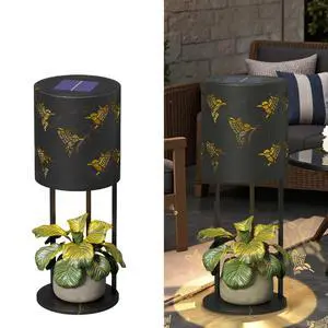 Solar Garden Plant Lights: Outdoor Waterproof Decorative Lamp with Flower Stand, Solar-Powered Yard Patio Outside Floor Decoration Lantern with Hummingbird Pattern for Festival Decor Solar Garden Plant Lights: Outdoor Waterproof Decorative Lamp with Flower Stand, Solar-Powered Yard Patio Outside Floor Decoration Lantern with Hummingbird Pattern for Festival Decor