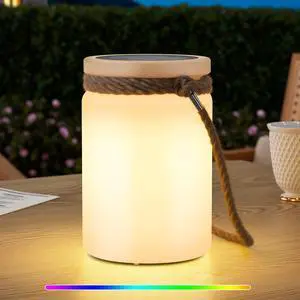 Solar Table Lamp Lantern Waterproof LED Outdoor Cordless IP44 RGB and Warm White Dimmable for Patio Camping Restaurant Terrace By the Pool Solar Table Lamp Lantern Waterproof LED Outdoor Cordless IP44 RGB and Warm White Dimmable for Patio Camping Restaurant Terrace By the Pool