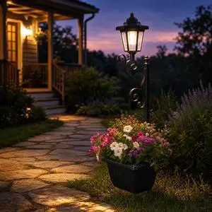 Solar Lamp Post with Planter, Solar Planter Lights Outdoor Flower Pots with Ground Stake & Auto On/Off, Outdoor Lanterns Lamps Waterproof for Patio, Garden, Front Porch Decor, 1 Pack Solar Lamp Post with Planter, Solar Planter Lights Outdoor Flower Pots with Ground Stake & Auto On/Off, Outdoor Lanterns Lamps Waterproof for Patio, Garden, Front Porch Decor, 1 Pack