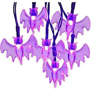 Halloween Solar String Lights, 21.3 Ft 30 LED Purple Bat LED Lights IP65 Waterproof for Halloween Outdoor Indoor Party Decor, Patio, Lawn, Garden, Yard Halloween Solar String Lights, 21.3 Ft 30 LED Purple Bat LED Lights IP65 Waterproof for Halloween Outdoor Indoor Party Decor, Patio, Lawn, Garden, Yard