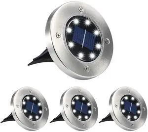 Solar Ground Lights, LED Garden Disk Lights In-Ground Outdoor Landscape Lighting for Lawn Patio Pathway Yard Deck Walkway (White,4 Packs) Solar Ground Lights, LED Garden Disk Lights In-Ground Outdoor Landscape Lighting for Lawn Patio Pathway Yard Deck Walkway (White,4 Packs)