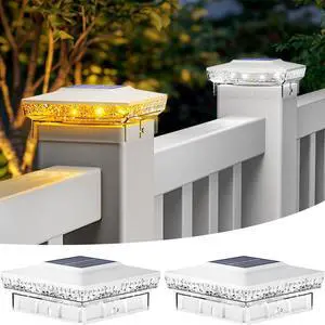 2 Pack Solar Post Cap Lights Outdoor, 2 Mode 16 LED Fence Post Light Fit 4x4 3.5x3.5 Wooden/Vinyl, Waterproof Bright Solar Powered Lights Outside for Deck Patio Porch Garden Decoration, White 2 Pack Solar Post Cap Lights Outdoor, 2 Mode 16 LED Fence Post Light Fit 4x4 3.5x3.5 Wooden/Vinyl, Waterproof Bright Solar Powered Lights Outside for Deck Patio Porch Garden Decoration, White