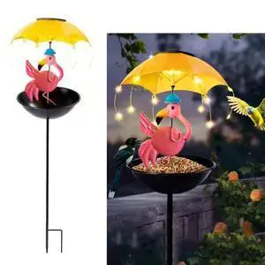 Solar Powered Flamingo Holding an Umbrella Feeding Light, Garden Decoration Iron Cute Flamingo Holding an Umbrella Floor lamp, Wireless Dusk to Dawn LED Light Waterproof. Solar Powered Flamingo Holding an Umbrella Feeding Light, Garden Decoration Iron Cute Flamingo Holding an Umbrella Floor lamp, Wireless Dusk to Dawn LED Light Waterproof.
