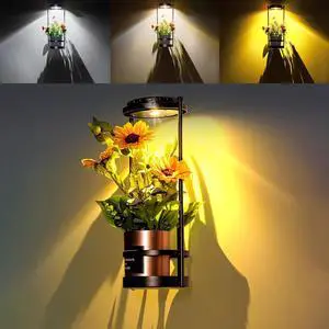 Solar Floor Lamps with Plant Stand, 3 Color Temperatures Solar Outdoor Lights, Metal Hanging Plant Holder Outdoor Wall Sconce for Garden Yard Patio Balcony (Black) Solar Floor Lamps with Plant Stand, 3 Color Temperatures Solar Outdoor Lights, Metal Hanging Plant Holder Outdoor Wall Sconce for Garden Yard Patio Balcony (Black)