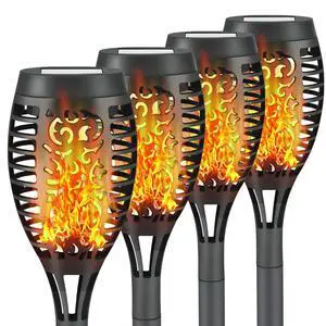 4 Pack Led Solar Torch Light with Flickering Flame Outdoor Waterproof Halloween Decorations, Solar Torches Stake Lights, Auto On/Off Garden Lights Christmas Decorations 4 Pack Led Solar Torch Light with Flickering Flame Outdoor Waterproof Halloween Decorations, Solar Torches Stake Lights, Auto On/Off Garden Lights Christmas Decorations